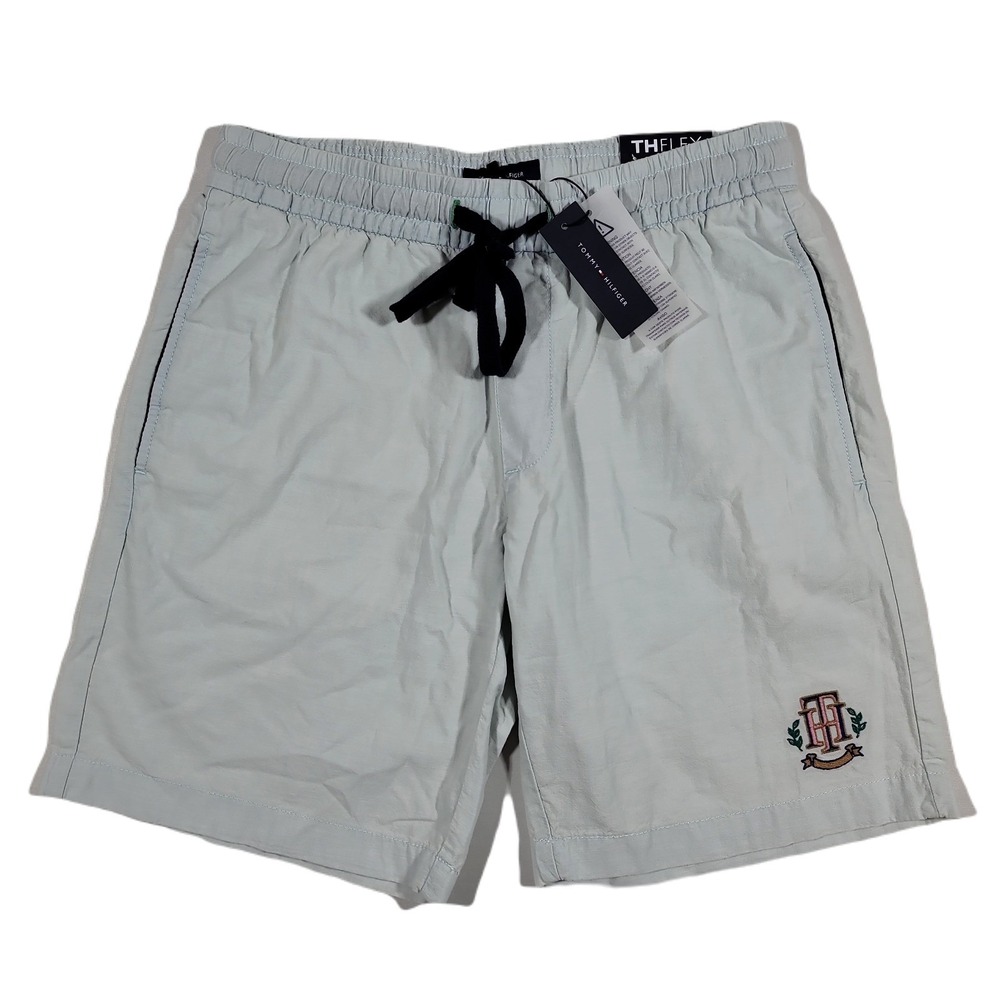 Tommy Hilfiger Flex Pull-on Chambray Shorts Mens XS‎ Light Blue Wash NEW